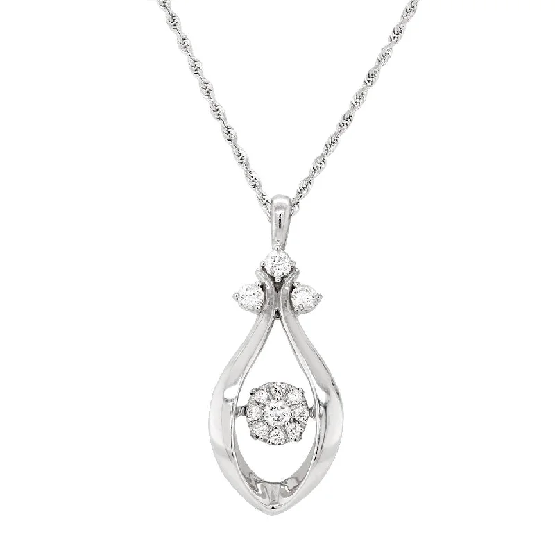 elegant diamond necklaces for women-WHITE GOLD TEAR SHAPED PENDANT WITH 12 DIAMONDS, 1/5 CT TW