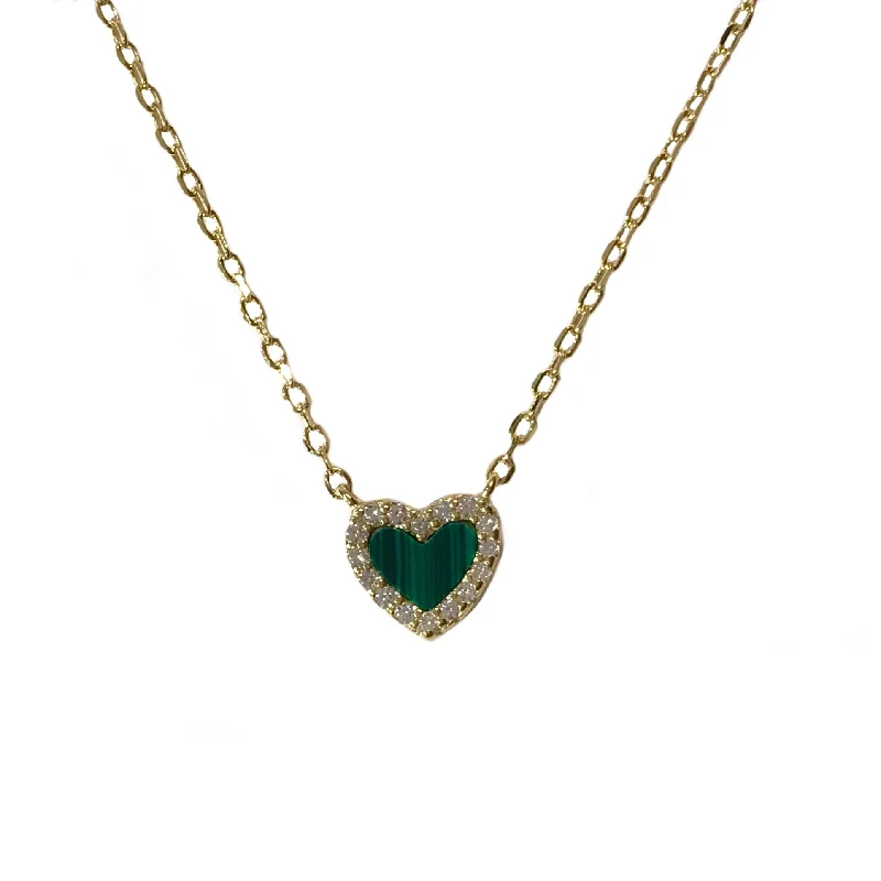 wedding necklaces for women-Gemstone Heart Pave Sparkle Necklace