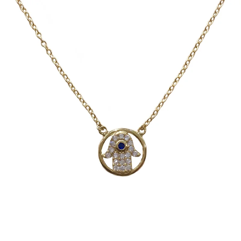 butterfly necklaces for women-Hamsa Disc Necklace