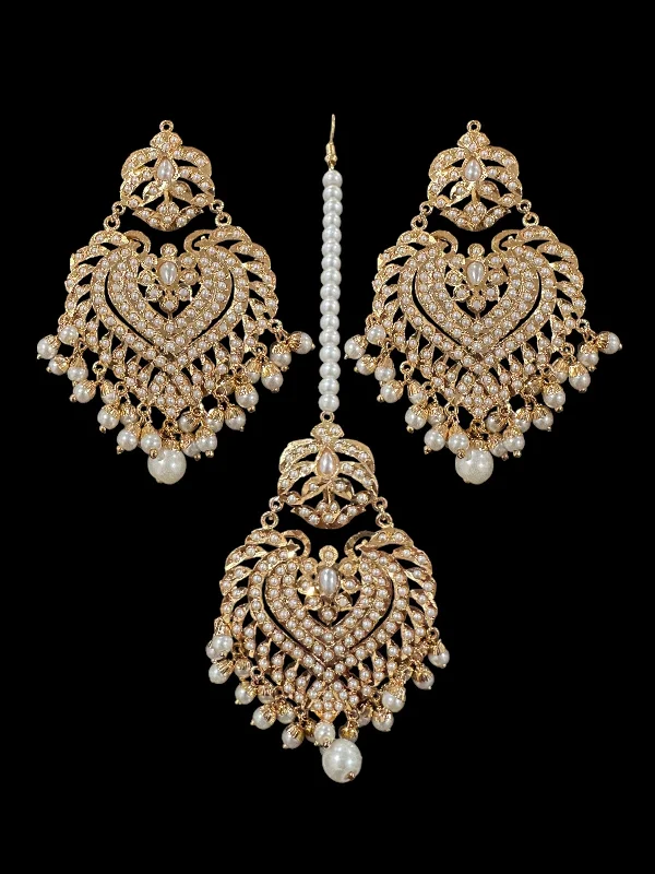 diamond earrings for women-Farwah earrings tika in pearls   ( READY TO SHIP  )