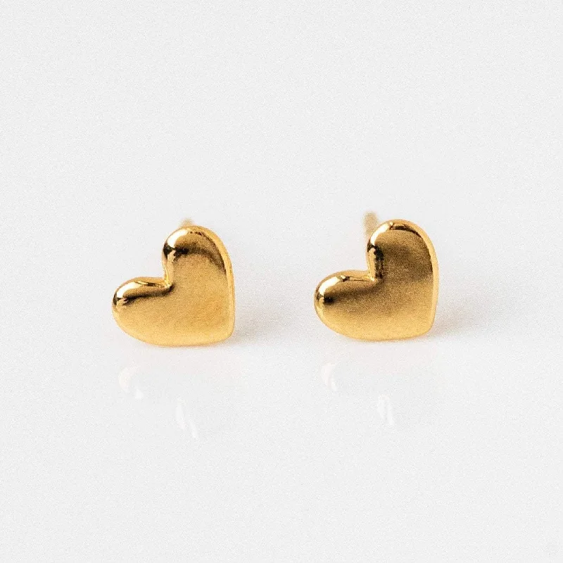 pearl earrings for women-Solid Gold Heart Earrings