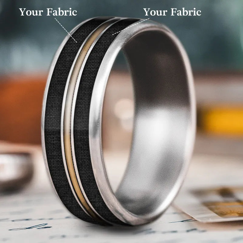 thin rings for women-Custom Design - 3-Inlay Metal Center Ring Su0OQIKai2E17eBCxcvQ8TEw