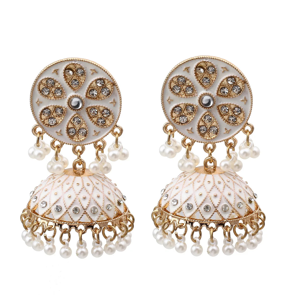 black diamond earrings for women-Crystal Jhumka Earrings