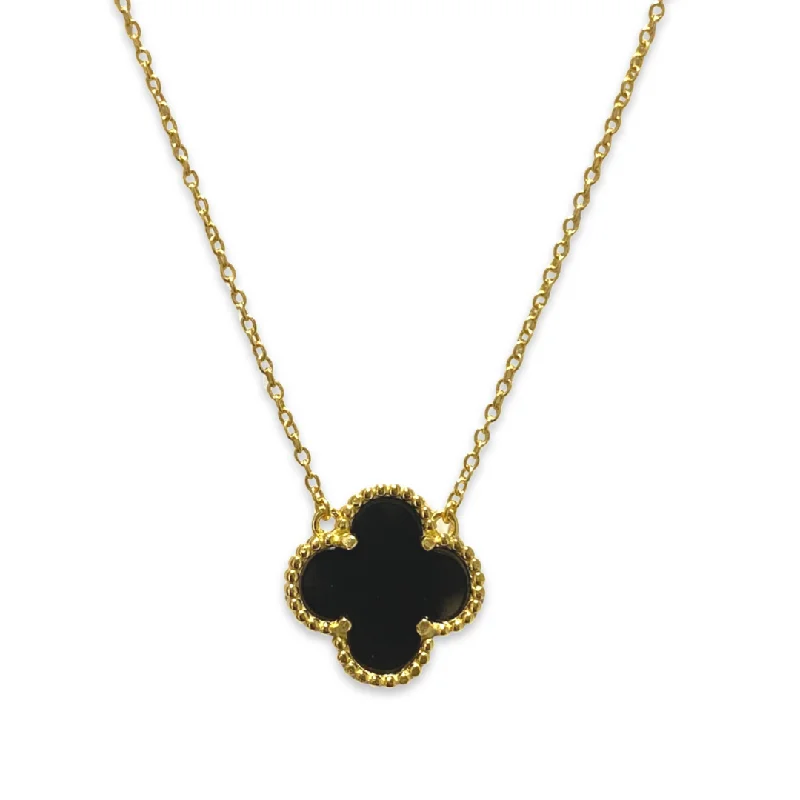 statement necklaces for women-Flora Bezel Large Onyx Necklace