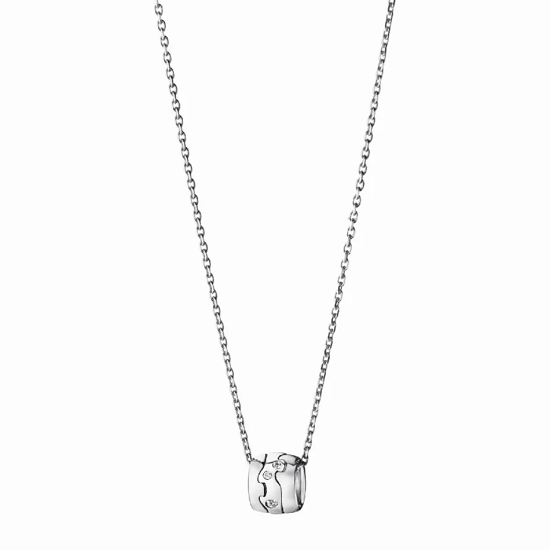 layered necklaces for women-Fusion 18ct White Gold Diamond Set Pendant