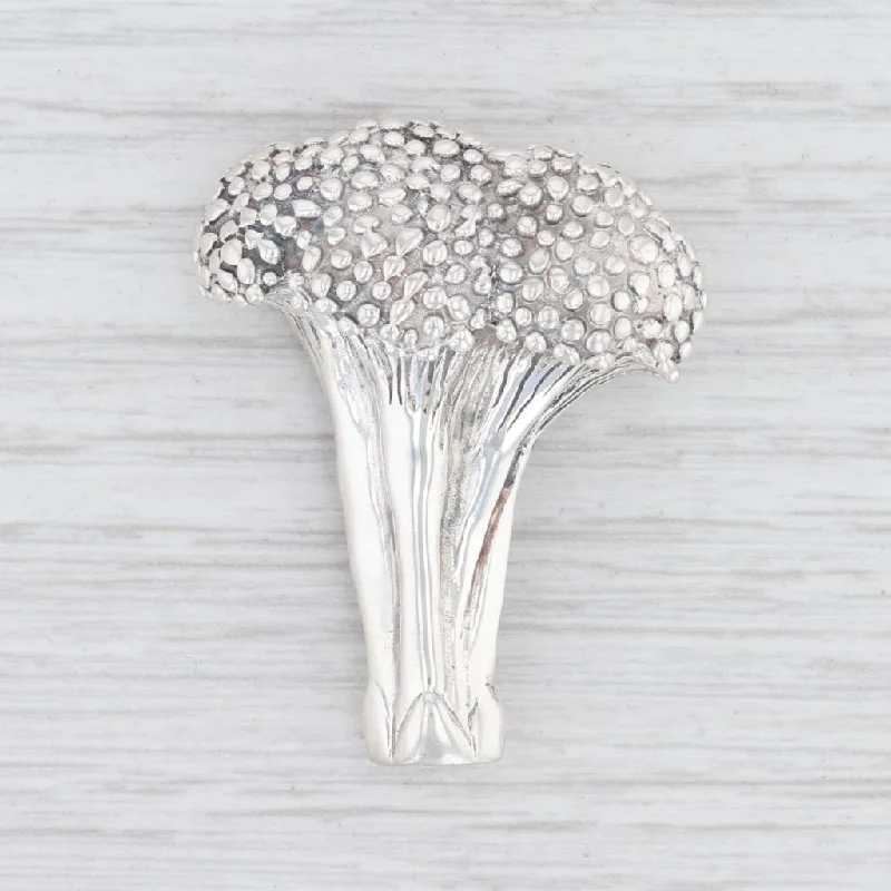 holiday brooches for women-Breakell Broccoli Brooch Sterling Silver Vegetable Pin Designer