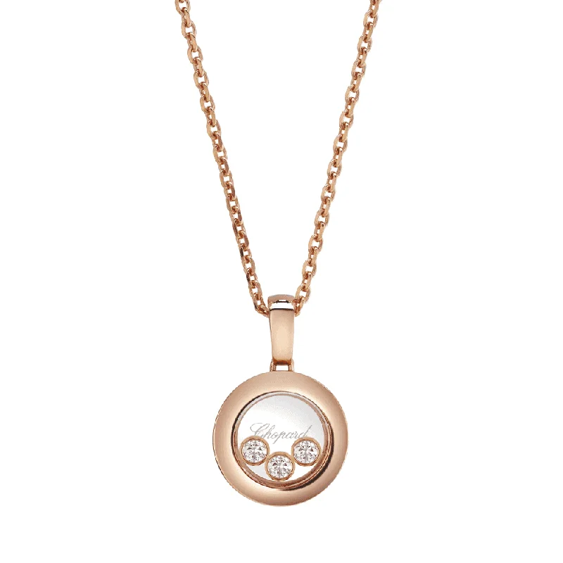 chunky gold necklaces for women-Happy Diamonds Icons 18ct Rose Gold Round Pendant