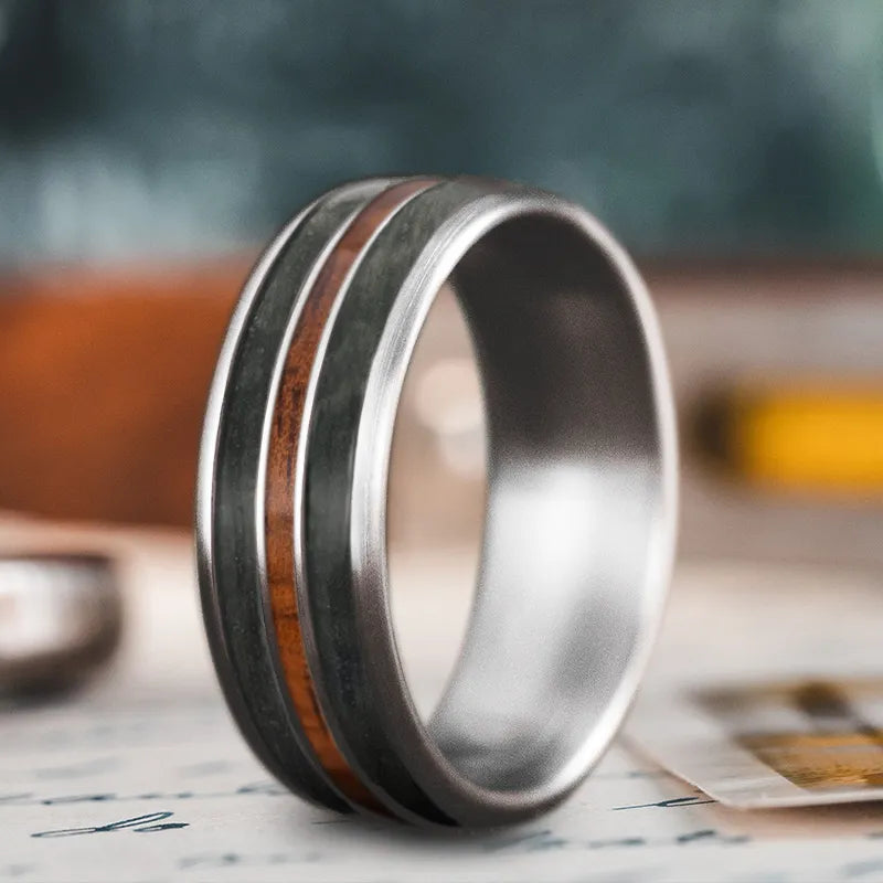 titanium rings for women-Custom Design - 3-Inlay Narrow Center Ring 0DQswO_dH-EhrBHn0ojNAHeM