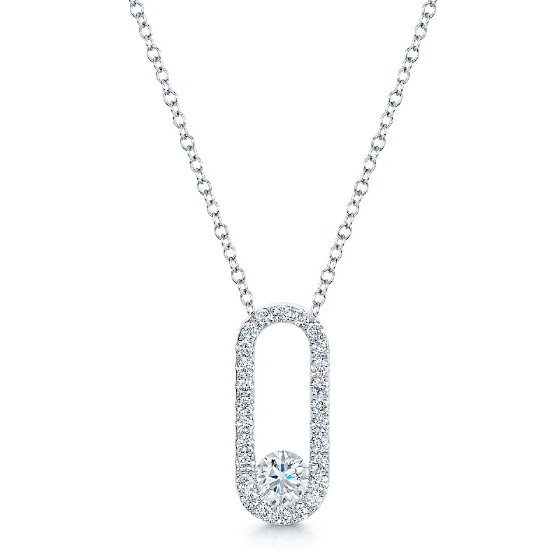 small pendant necklaces for women-Verve Collection 18ct White Gold GIA Certificated Diamond Loop Full Pendant