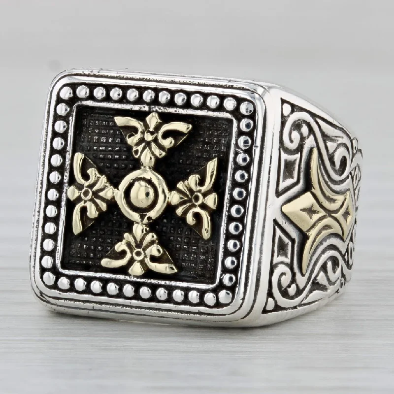 unique engagement rings for women-Konstantino Cross Ring Sterling Silver Bronze Size 10 Men's Signet