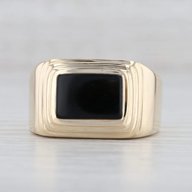 vintage-style engagement rings for women-Dolan Bullock Onyx Ring 14k Yellow Gold Size 11 Men's Vintage