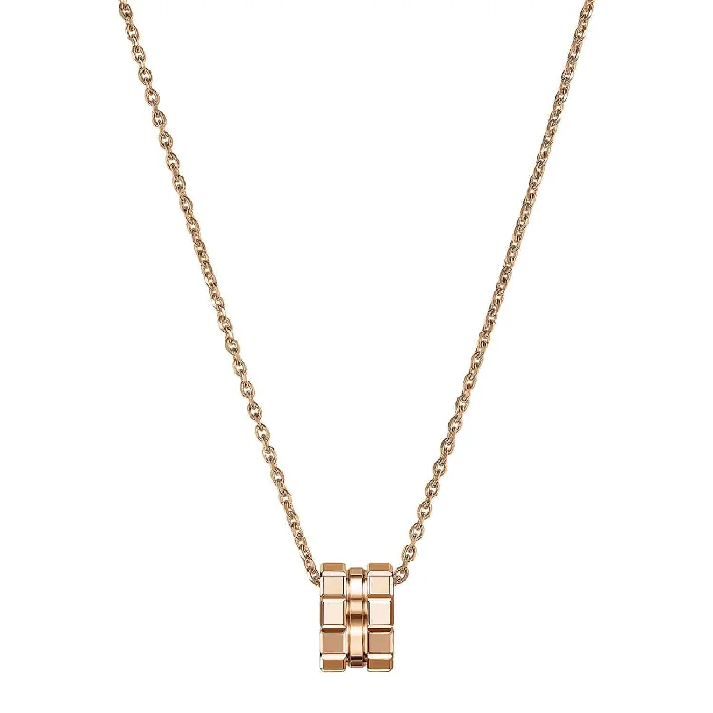 long necklaces for women-18ct Rose Gold Ice Cube Pendant