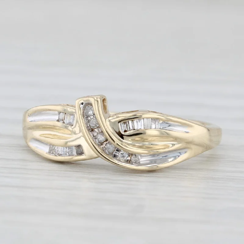 wedding engagement rings for women-0.10ctw Diamond Contoured Knot Ring 10k Yellow Gold Size 7 Band