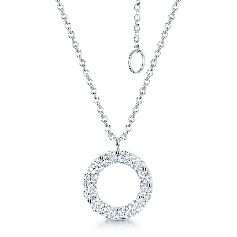 handmade necklaces for women-18ct White Gold Diamond Open Circle Pendant