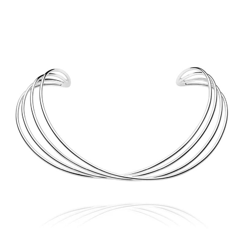 modern necklaces for women-Alliance Silver Neckring