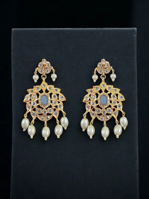 diamond stud earrings for women-DER519 Hyderabadi gold plated earrings in pearls ( READY TO SHIP )