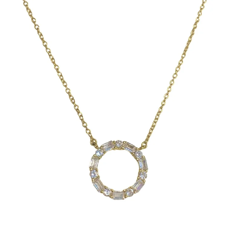 charm necklaces for women-Geovana Circle Baguette Necklace