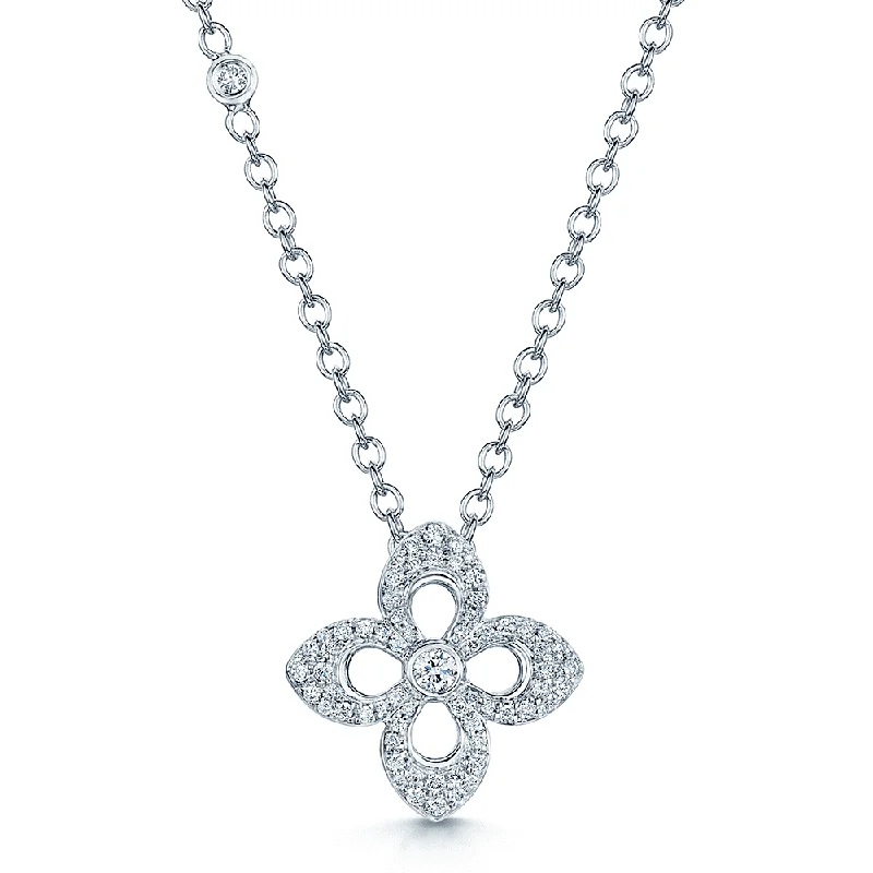 handmade necklaces for women-18ct White Gold Diamond Set Large Primavera Pendant