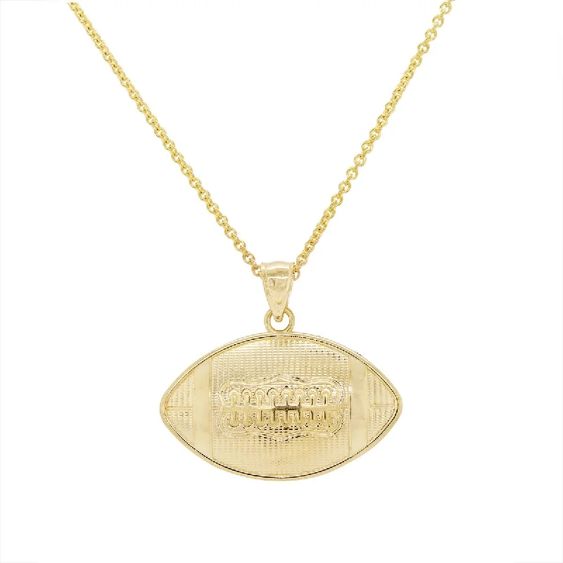 infinity necklaces for women-YELLOW GOLD FOOTBALL CHARM PENDANT