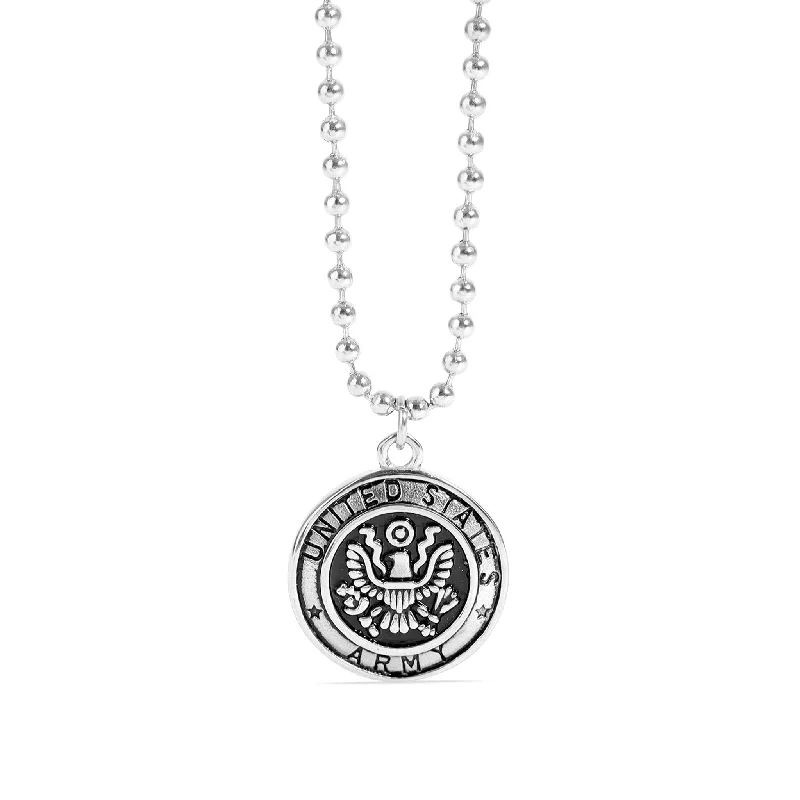 geometric necklaces for women-United States Navy Stainless Steel Polished Pendant on Ball Chain / CHJ4071