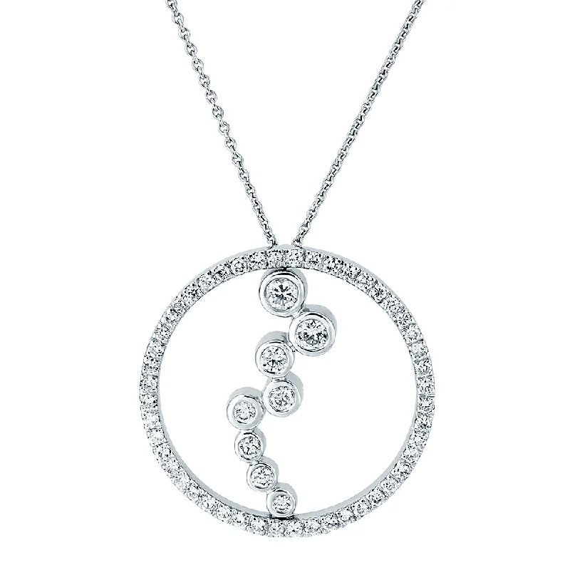 inspirational necklaces for women-18ct White Gold Open Circle & Graduated Diamond Set Pendant