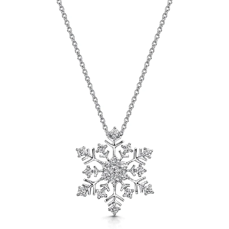 fashion necklaces for women-18ct White Gold Diamond Snowflake Pendant