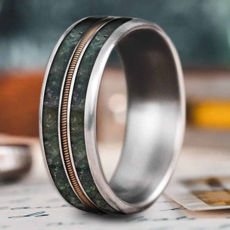 wedding band rings for women-Custom Design - 3-Inlay Metal Center Ring LNFuldLTXoFGBr-Ge1JSP__l