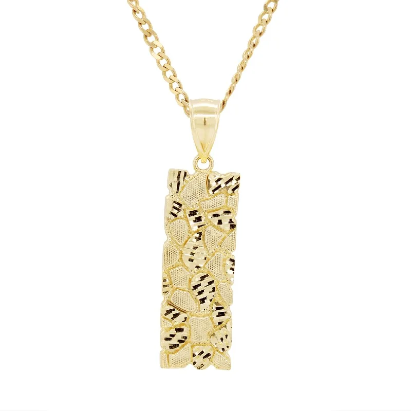 simple necklaces for women-YELLOW GOLD NUGGET CHARM PENDANT