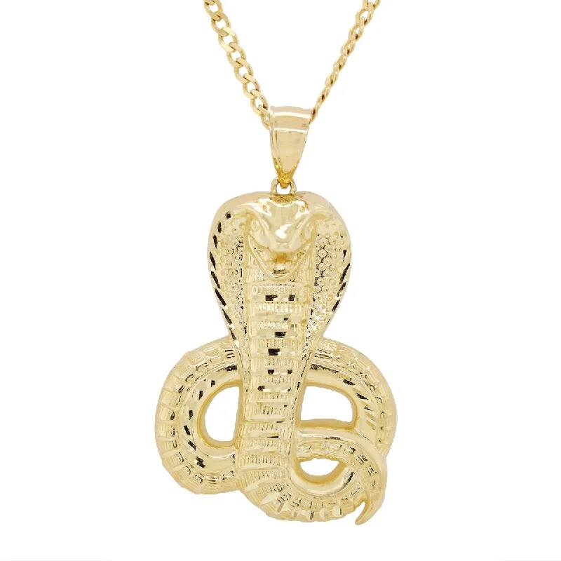 rose gold necklaces for women-YELLOW GOLD LARGE COBRA CHARM PENDANT