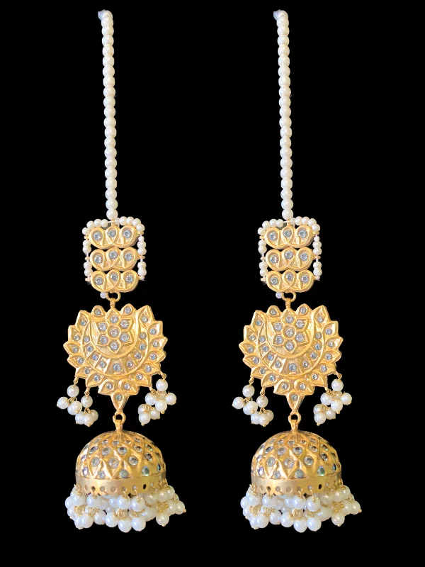 heart diamond earrings for women-DER381 Manyata kundan earrings (READY TO SHIP )