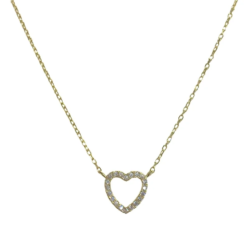 designer necklaces for women-Heart Outline Sparkle Necklace