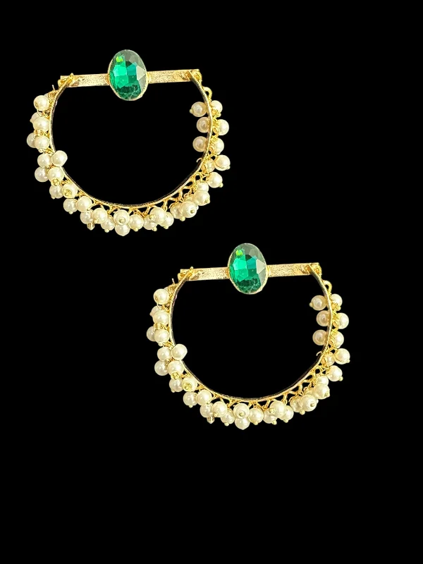 gold-plated earrings for women-Pearl earrings - green  ( READY TO SHIP