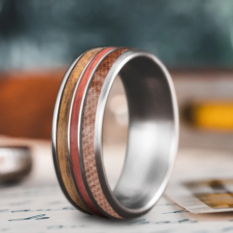 rose gold wedding rings for women-Custom Design - 3-Inlay Narrow Center iitiW_yPg-abmTYkNdyW0cki