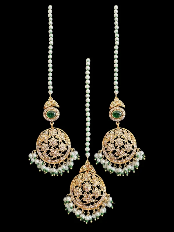 vintage-style earrings for women-Zehra earrings tika in green ( READY TO SHIP )