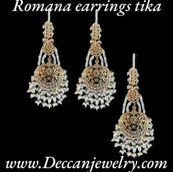 star earrings for women-Romana earrings tika in pearls  ( SHIPS IN 4 WEEKS )