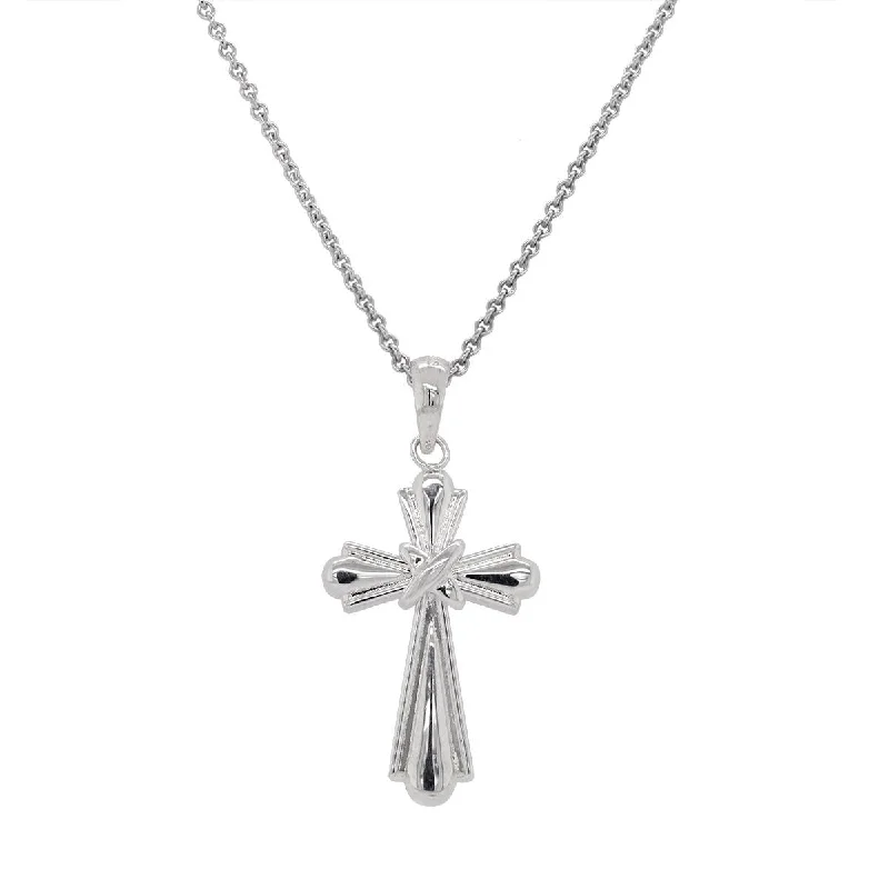 birthday gift necklaces for women-STERLING SILVER CROSS CHARM WITH TEXTURED FINISH AND X DESIGN