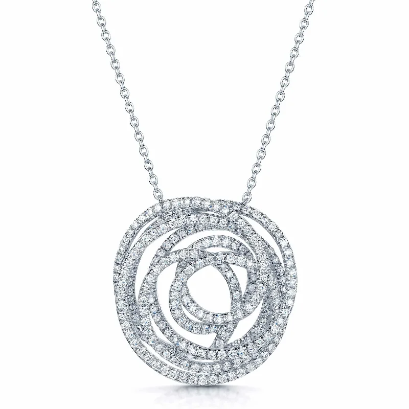 love necklaces for women-18ct White Gold Pave Diamond Large Open Swirl Pendant