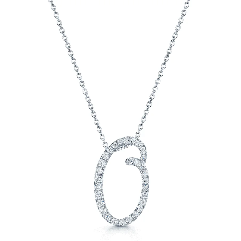 infinity symbol necklaces for women-18ct White Gold Diamond Initial "O" Pendant