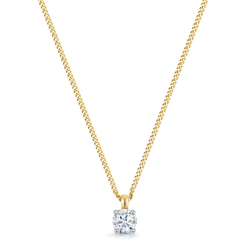 love necklaces for women-18ct Yellow Gold Round Brilliant Cut Diamond Single Stone Pendant