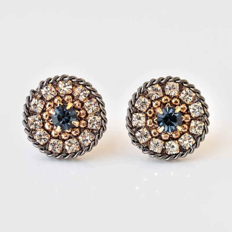 statement earrings for women-Odyssey Stud Earrings in Midnight