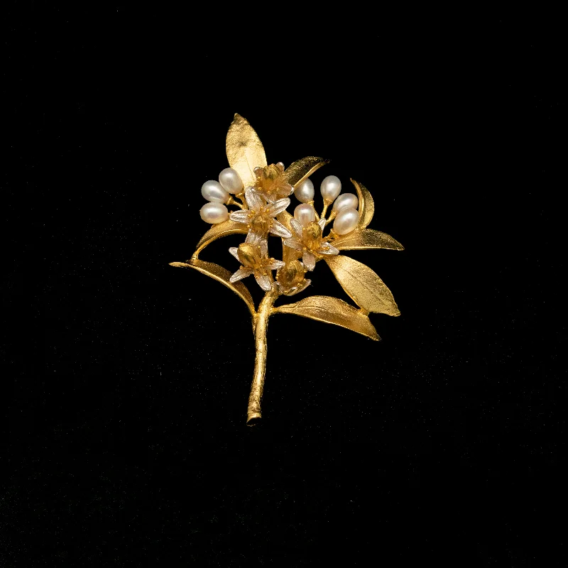 wedding brooches for women-Fine Orange Blossom Statement Brooch