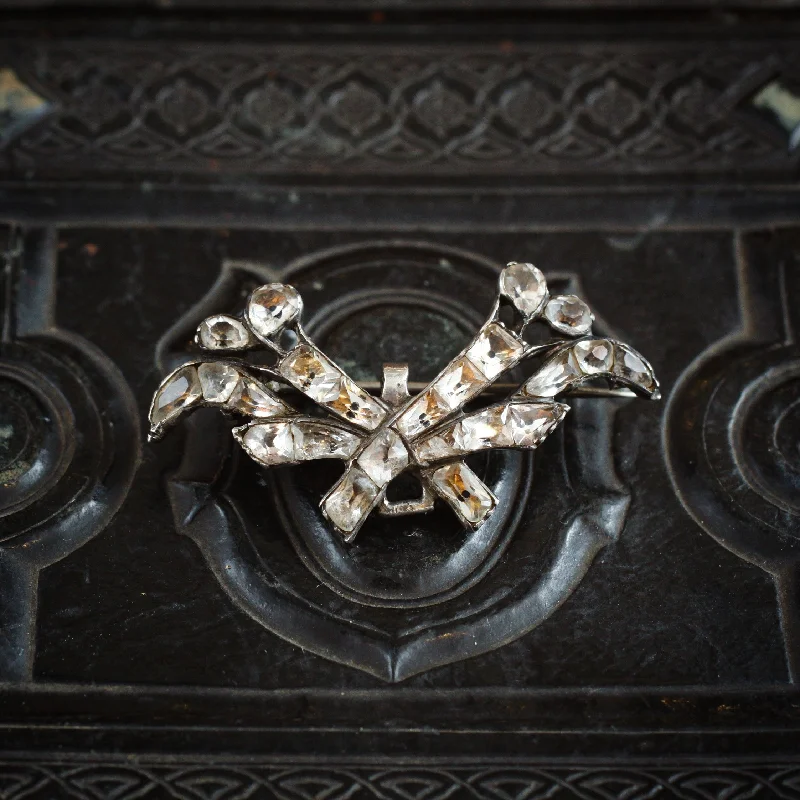 flower brooches for women-Circa 1750's Georgian Black Dot Paste Brooch