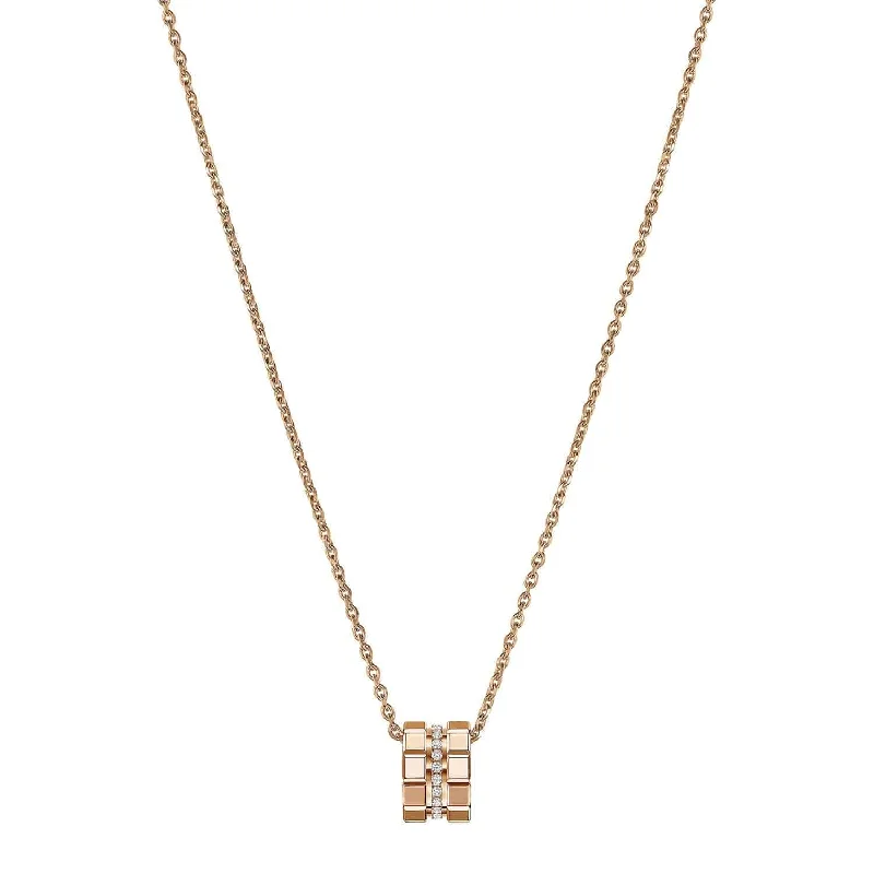 classic pearl necklaces for women-18ct Rose Gold Ice Cube Mini Diamond Set Pendant