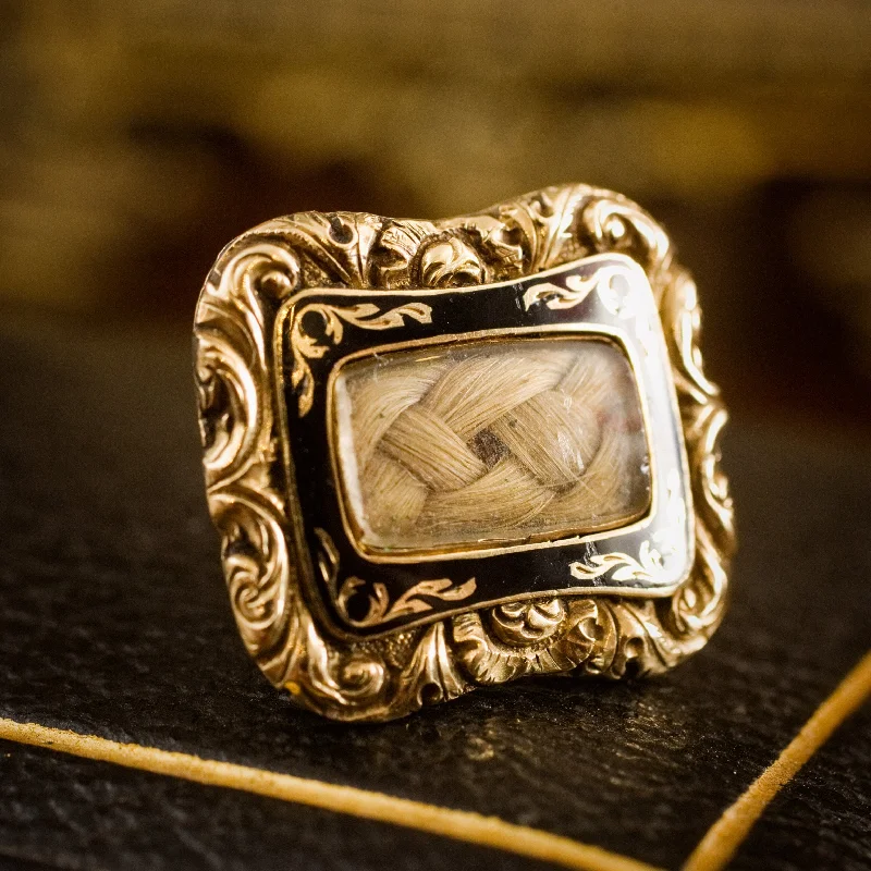 handmade brooches for women-Elaborately Beautiful Date 1828 Enamelled Mourning Brooch