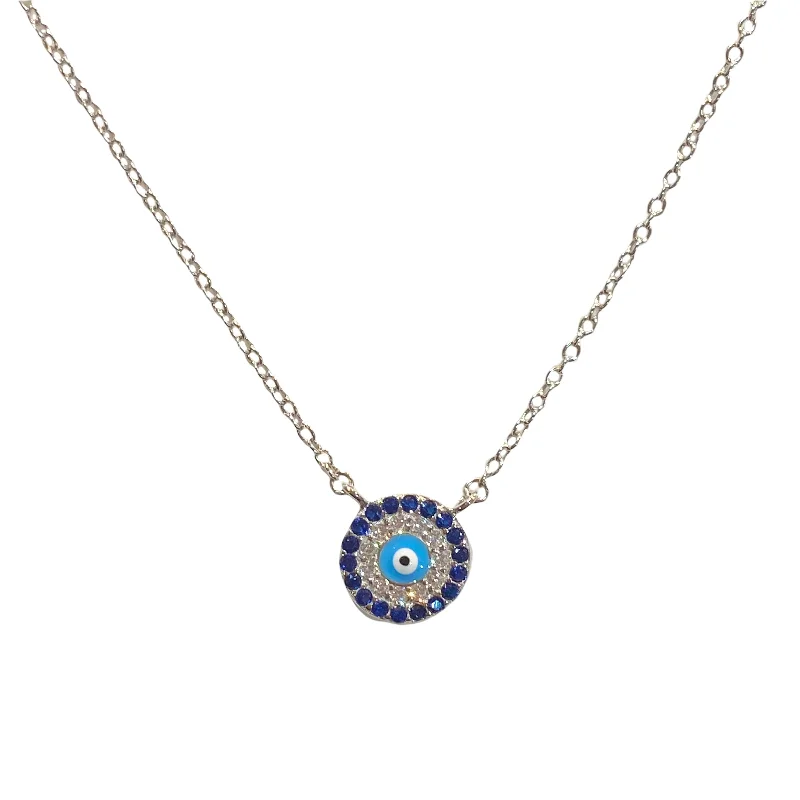 love necklaces for women-Evil Eye Round Disc Necklace