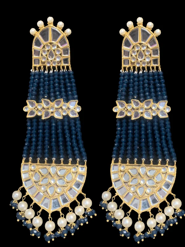 star earrings for women-DER296 kundan blue  jhoomar earrings ( SHIPS IN 4 WEEKS )