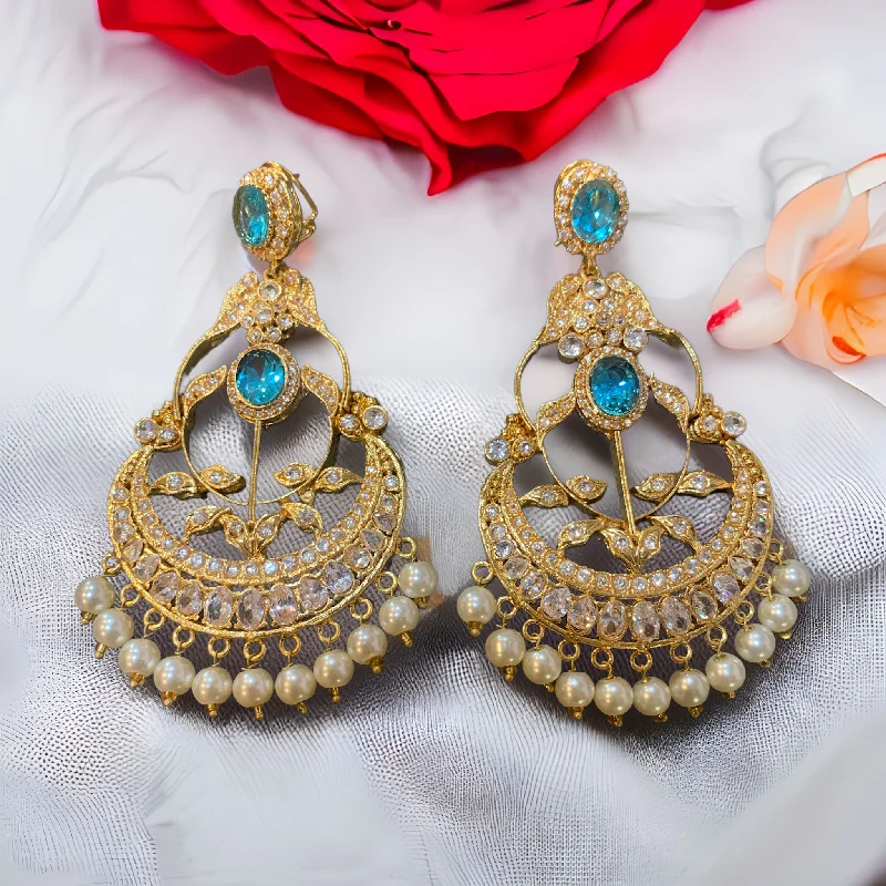 sapphire earrings for women-DER343 Cz earrings with pearls (READY TO SHIP   )