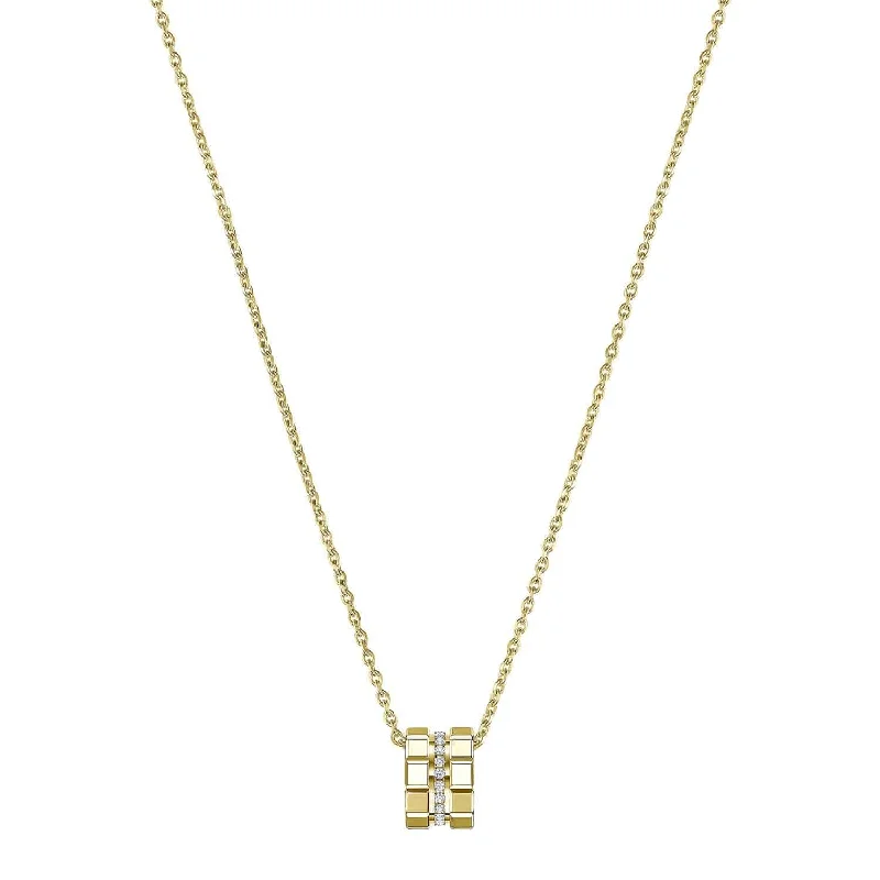 short necklaces for women-18ct Yellow Gold Ice Cube Mini Diamond Set Pendant