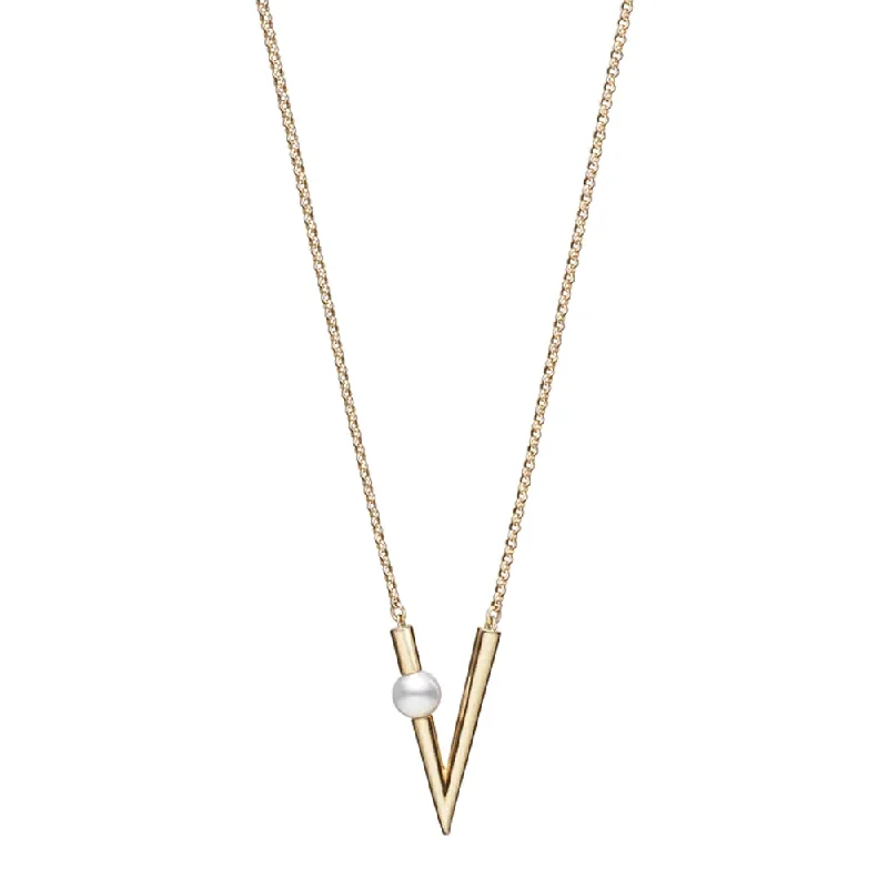 trendy necklaces for women-V Code 18ct Yellow Gold Pendant