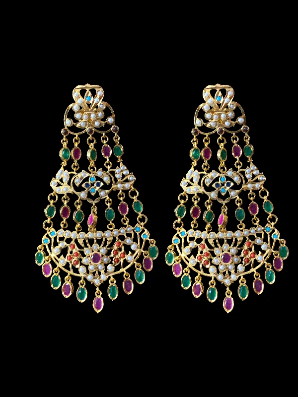 birthday gift earrings for women-DER165 Naveen  jhoomar earrings ( Navratan     ) (  READY TO SHIP )